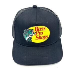 Bass Pro Shops Black Mesh Trucker Hat One Size Fits Most New with Tags